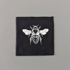 Bee Patch Sew on for clothes, Silkscreen Bug Illustration on fabric, DIY Craft Gifts