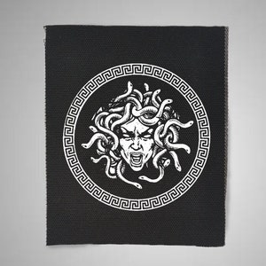 Medusa, Mythology, Fabric, Punk, Patches, Patch, Sew on Patch, Punk Accessories, Punk Patches, gothic jacket, punk vest, horror backpack