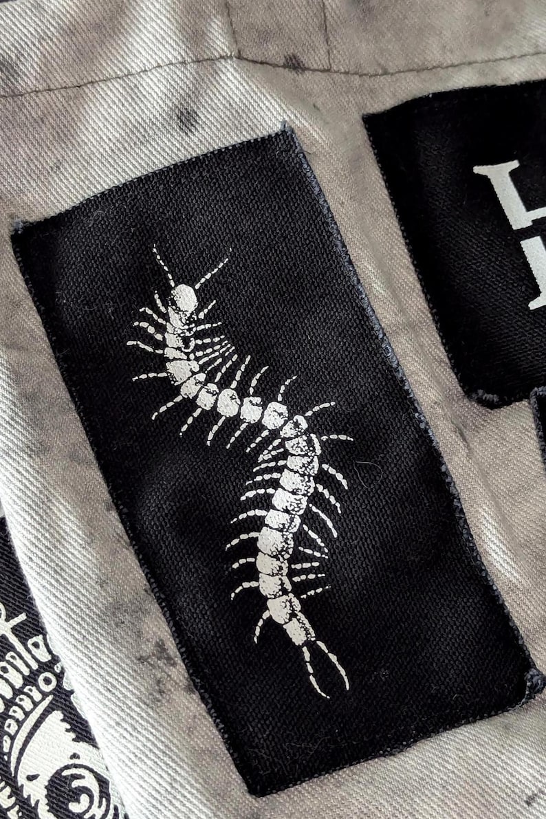 Centipede punk patch jacket, cloth patch accessory for clothes, Birthday goth gift image 2