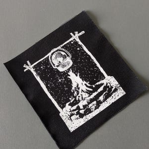 Global Warming Screen Print Patch, Backpack Camp Patch, Sew on Patches, Black Fabric Prints image 3