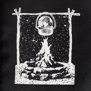 Global Warming Screen Print Patch, Backpack Camp Patch, Sew on Patches, Black Fabric Prints image 6