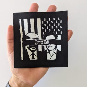 Greed - Sew on Patch for Jeans | Screen Printing Art