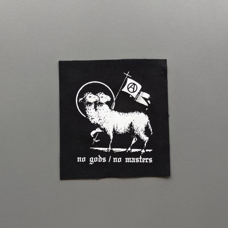 No gods no masters - Punk Patches for Jackets | Sew On Patch | DIY Anarchy flag fabric image 1