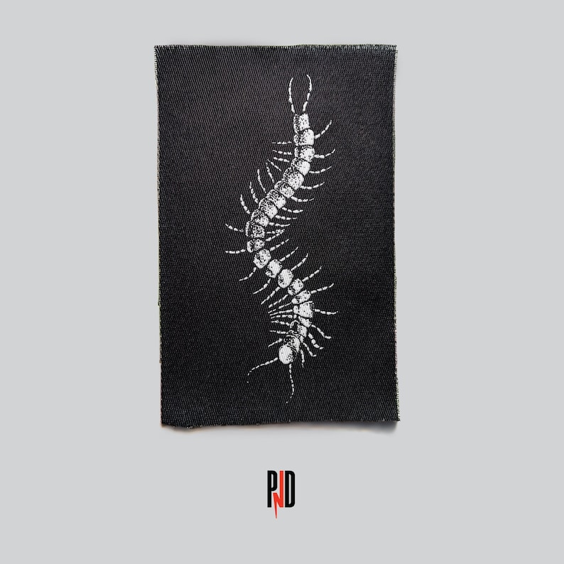 Centipede, Fabric Art, Punk, Patches, Patch, Sew on Patch, Punk Accessories, Punk Patches, gothic jacket, punk vest, Crust patch