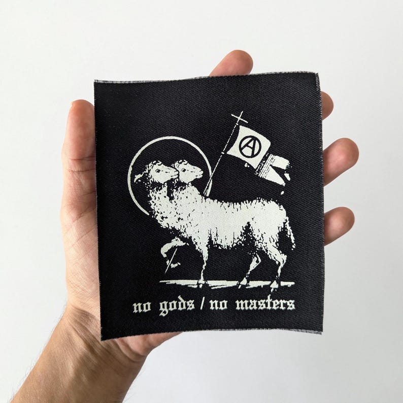 No gods no masters - Punk Patches for Jackets | Sew On Patch | DIY Anarchy flag fabric image 5