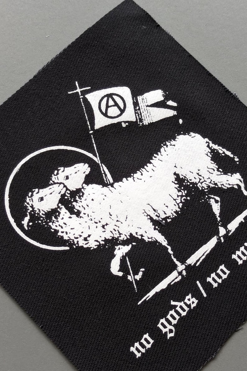 No gods no masters - Punk Patches for Jackets | Sew On Patch | DIY Anarchy flag fabric image 3