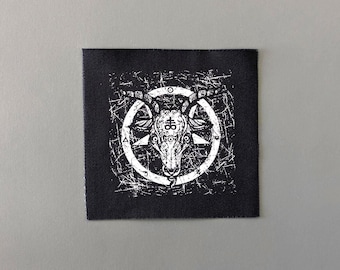 Pentagram-patch: opgenaaide zeefdruk - doe-het-zelf zwarte stof occult symbool