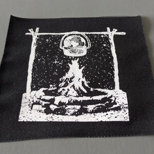 Global Warming Screen Print Patch, Backpack Camp Patch, Sew on Patches, Black Fabric Prints image 7