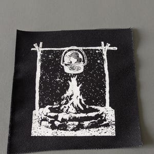 Global Warming Screen Print Patch, Backpack Camp Patch, Sew on Patches, Black Fabric Prints image 2