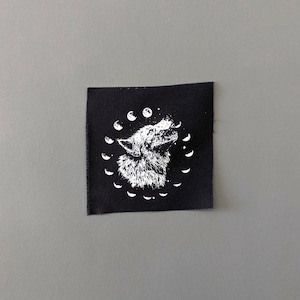 Moon Wolf Patch - Sew On Patch for Jacket, Bag, Hats