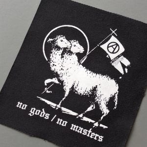 No gods no masters - Punk Patches for Jackets | Sew On Patch | DIY Anarchy flag fabric image 2