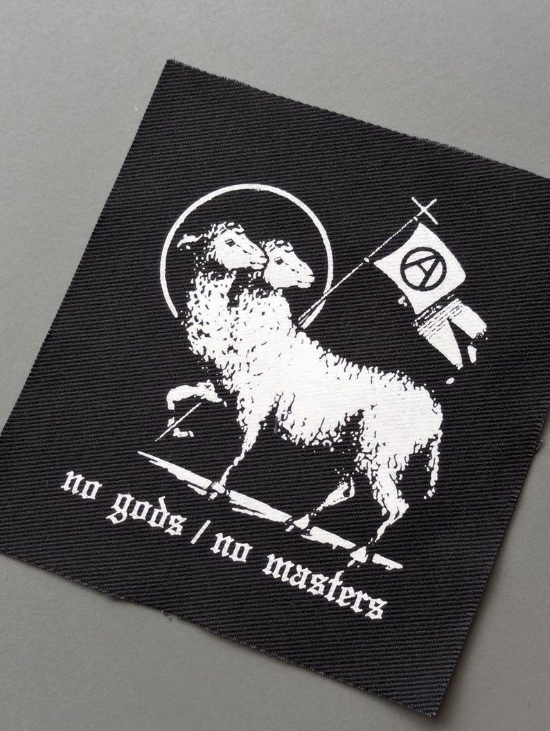 No gods no masters - Punk Patches for Jackets | Sew On Patch | DIY Anarchy flag fabric image 2
