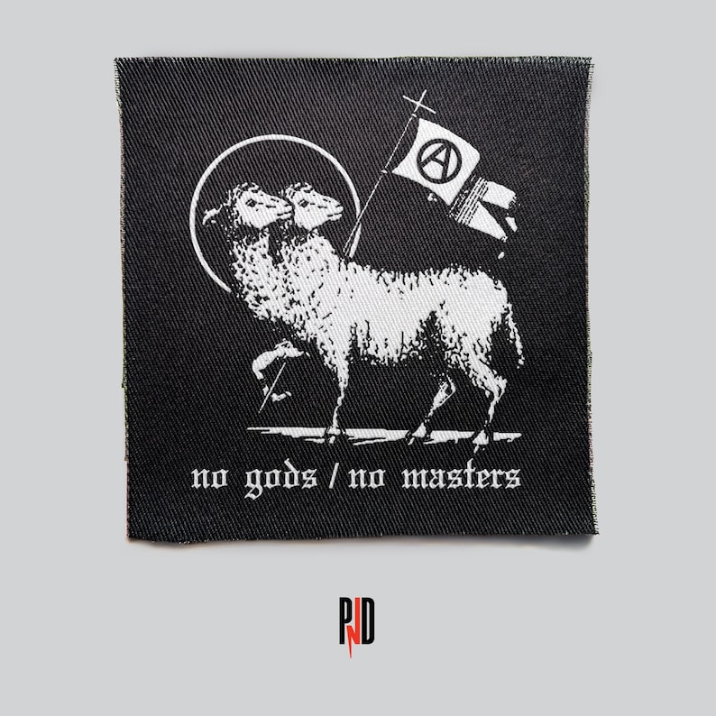 No gods / no masters, Punk, Patches, Patch, Sew on Patch, Punk Accessories, Punk Patches, punk vest, horror sweater, horror backpack image 1