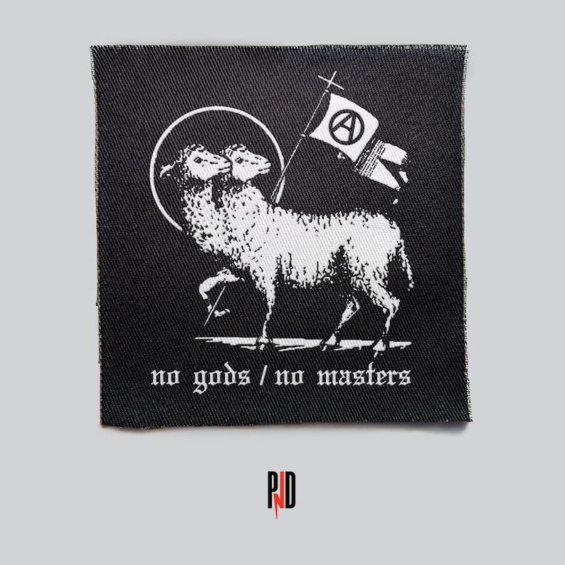 No gods no masters - Punk Patches for Jackets | Sew On Patch | DIY Anarchy flag fabric image 7