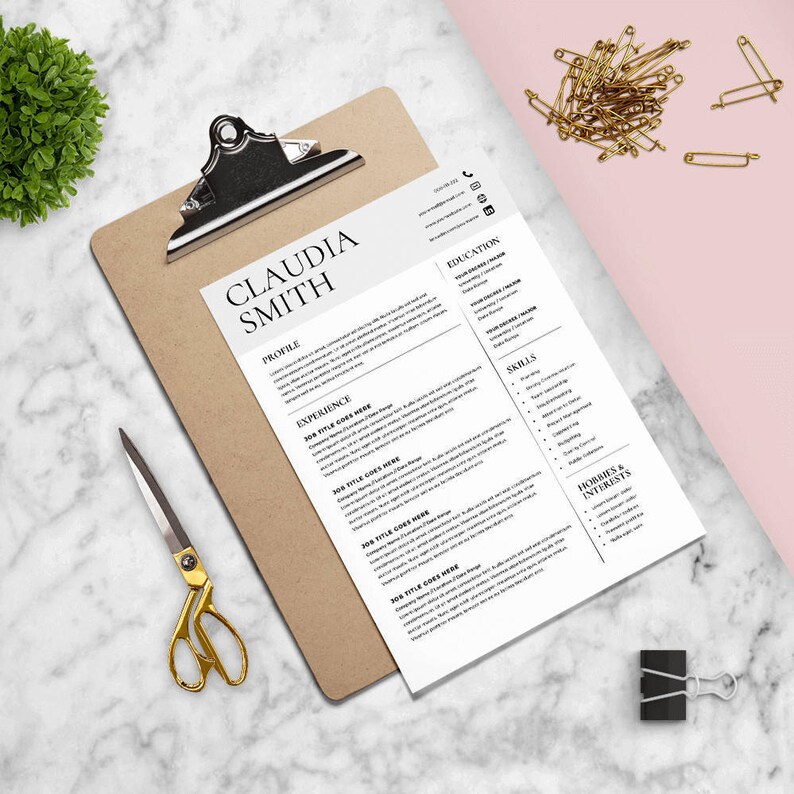 Medical Resume Template Word Minimalist Resume with Cover | Etsy