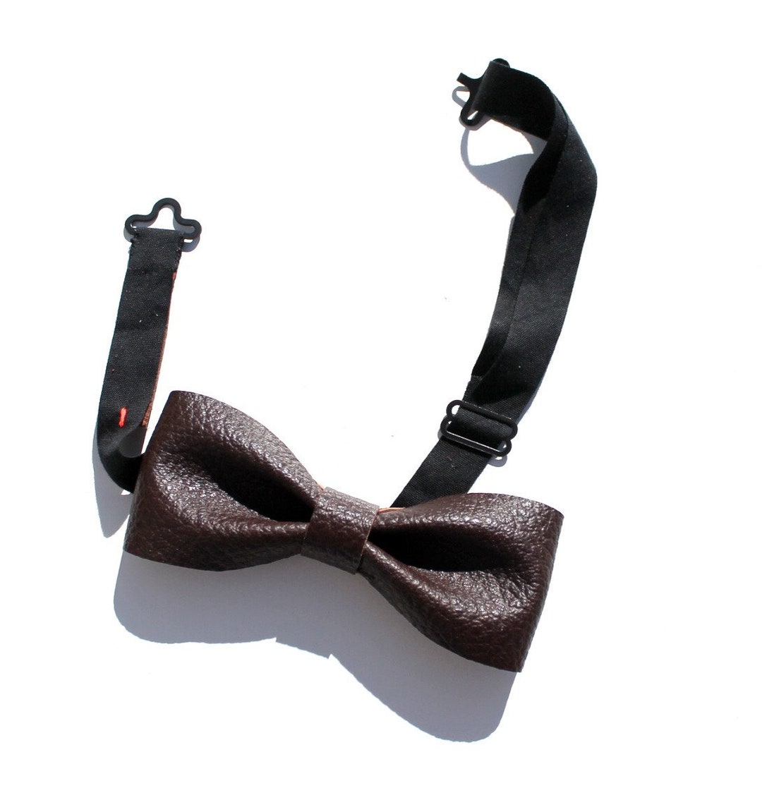 Dark Brown Leather Bow Tie. Men's Leather Bow Tie - Etsy