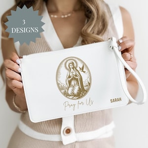 Pochette cattolica personalizzata per custodire biglietti di preghiera, regalo religioso della Vergine Maria per la comunione, sacchetto del rosario, borsa della preghiera delle donne benedette sei tu