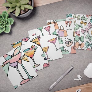Tarjeta de fiesta en blanco, tarjeta de felicitación de celebración, diseño de cóctel pastel, invitación de fiesta, regalo para ella, papelería de fiesta, juego de tarjetas con sobre