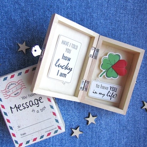 "Message-In-a-Box ""Habe ich dir schon gesagt, wie glücklich ich bin..."" Mama, Papa, beste Freundin Karte. Ein individuelles Geschenk für Sie & Ihn