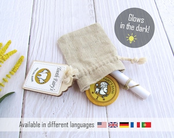 Tooth Fairy "real gold" coin that glows in the dark. The handmade personalised wooden Tooth Fairy Coin for a kid's magic gift.