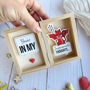 Message In a Box "You’re In my Inappropriate thoughts" Valentine's gift, anniversary, birthday, 3D love card. Customized gift for him & her