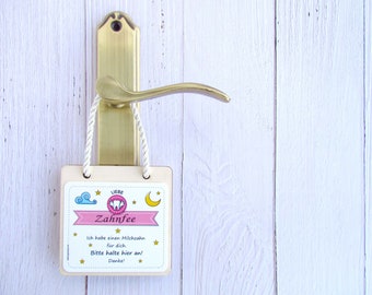 Personalized Tooth Fairy Door Hanger With Money Holder/Personalisierter Zahnfee-Türhänger/Zahnfee Türschild /Wooden Door Sign/GERMAN VERSION