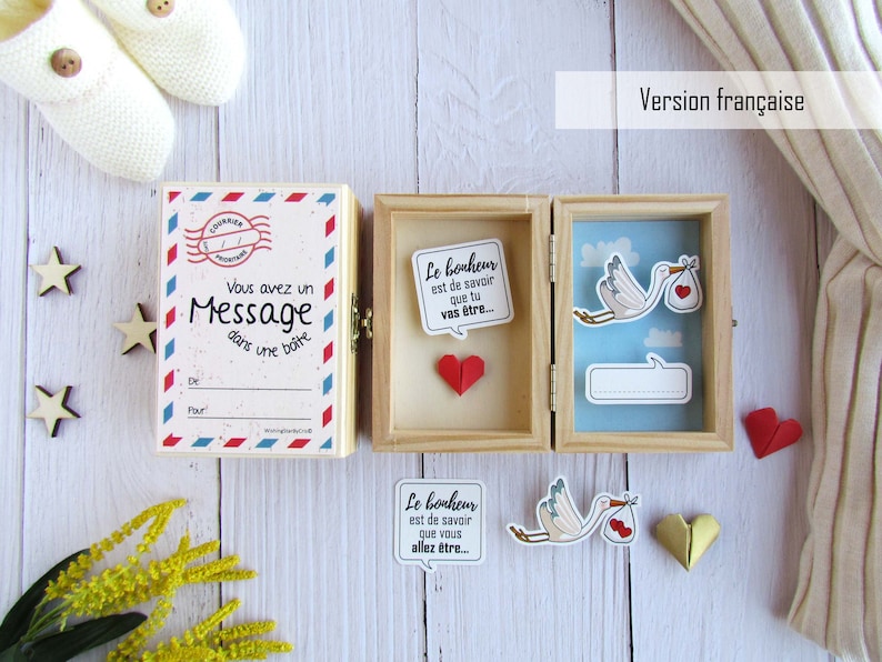 Message in a Box Happiness is knowing you will be... Pregnancy announcement cards. New Baby announcement. 3D Cute card. Personalied gift image 6