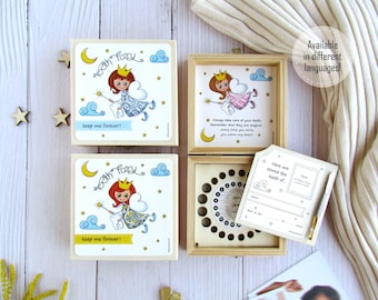 Tooth Fairy keepsake wooden box for baby milk teeth / personalizable kids gift  / baby shower gift / baby teeth storage
