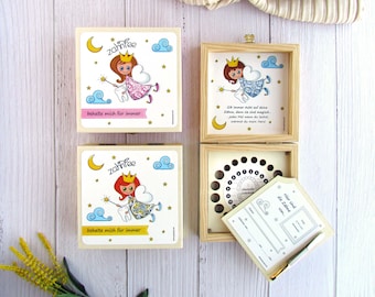Zahnfee / Tooth Fairy keepsake wooden box for baby milk teeth / personalizable kids gift / baby teeth storage boxe / GERMAN VERSION