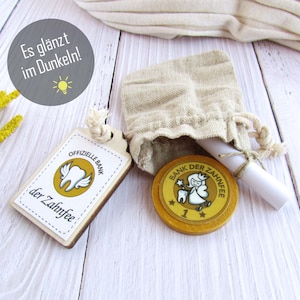 Pièce en or véritable fée des dents qui brille dans le noir. Pièce de monnaie fée des dents en bois personnalisée faite main pour un cadeau magique pour un enfant. VERSION ALLEMANDE