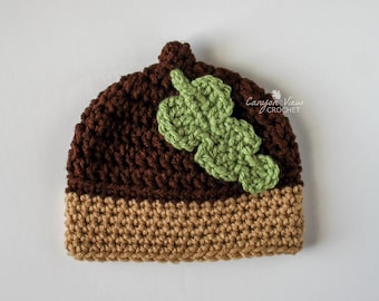 Acorn Halloween Costume Baby Hat Infant Newborn Toddler Girl Boy Child Adult Fall Photo Prop Autumn Crochet Beanie Brown Green Oak Leaf