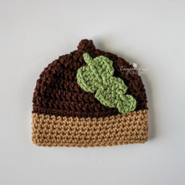 Acorn Halloween Costume Baby Hat Infant Newborn Toddler Girl Boy Child Adult Fall Photo Prop Autumn Crochet Beanie Brown Green Oak Leaf