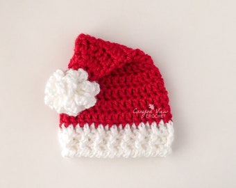 Preemie Santa Hat, Micro Preemie Christmas Red and White Santa Claus Hat, Preemie Girl or Boy Crochet Photo Prop, NICU Christmas Baby Gift