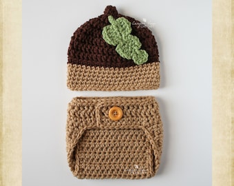 Acorn Baby Halloween Costume, Crochet Fall Photo Prop for Boys and Girls