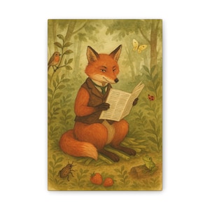 Impresión artística en lienzo de zorro caprichoso, decoración de pared inspirada en la naturaleza, regalo perfecto para amantes de los animales, decoración del hogar, obra de arte para habitación infantil.