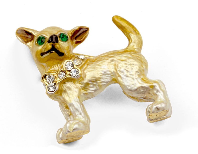 Gold-tone Swarovski Element Crystals Chihuahua Dog Pin | Etsy