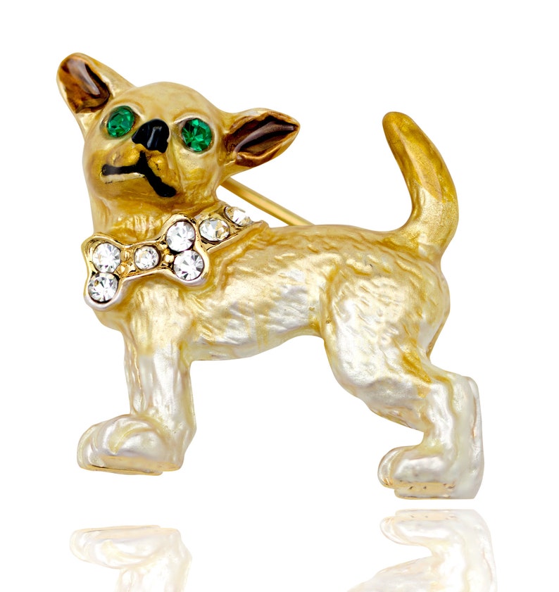 Gold-tone Swarovski Element Crystals Chihuahua Dog Pin | Etsy