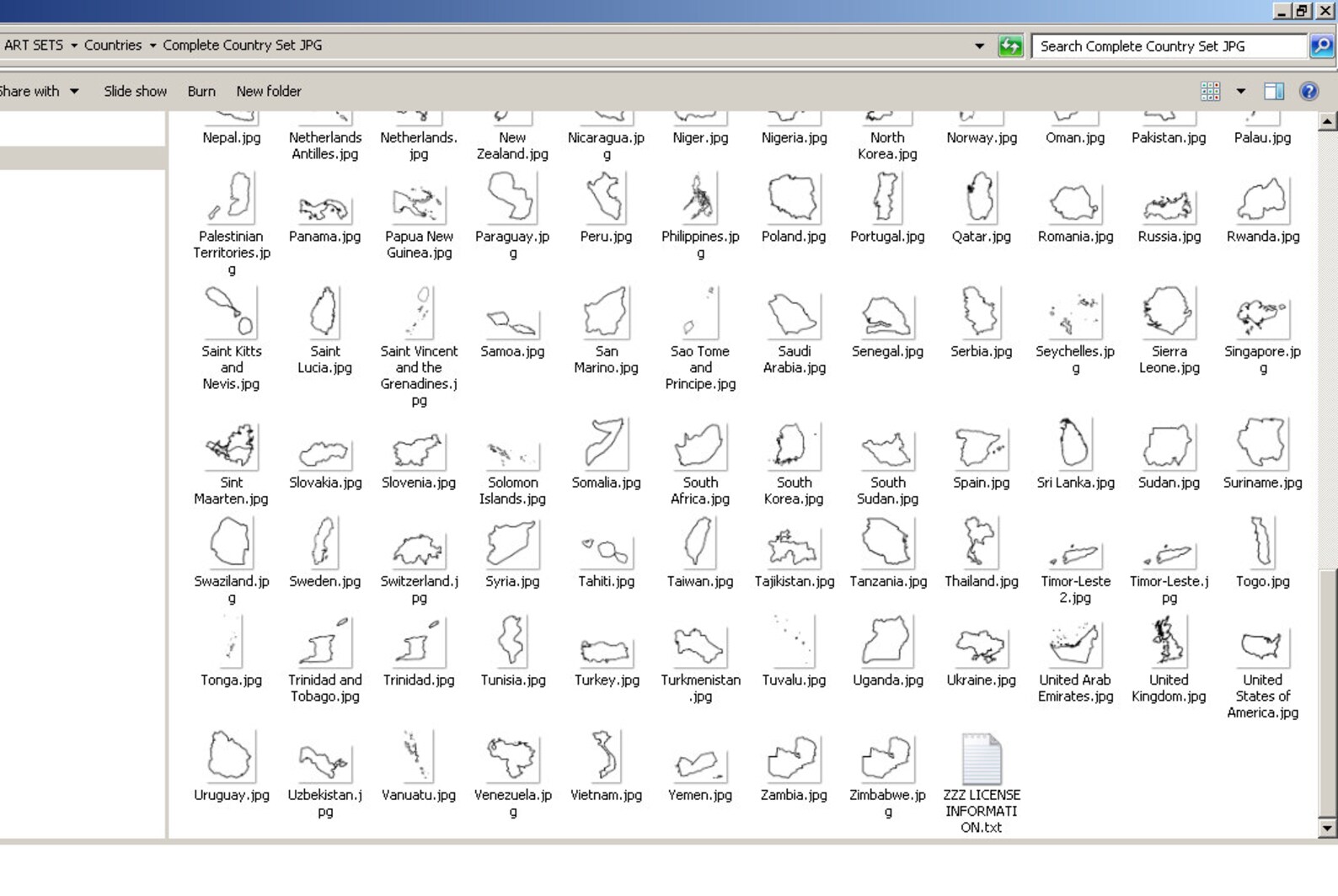 Clip Art Set of Countries in the World Thick Outlines, 220 World ...