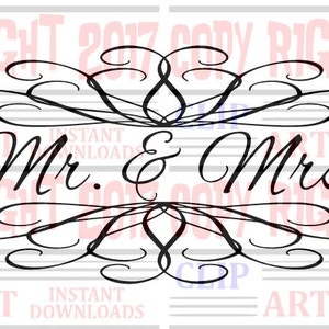 Mr. & Mrs. Wall decal clipart, Sign clip art for Husband and wife, Wedding clipart Mr and Mrs clipart