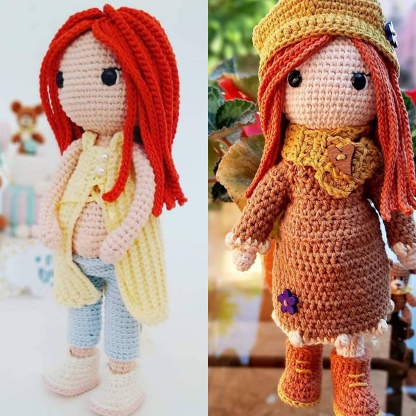 Serena Pregnant + interchangeable outfits, Amigurumi Pattern in PDF file