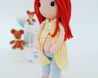 Serena Pregnant + interchangeable outfits, Amigurumi Pattern in PDF file