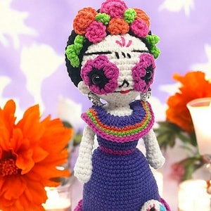 Muñeca día de los Muertos,Patrón Amigurumi, archivo en PDF