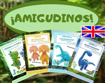 Amigurumi Dinos x 4, patron en Ingles