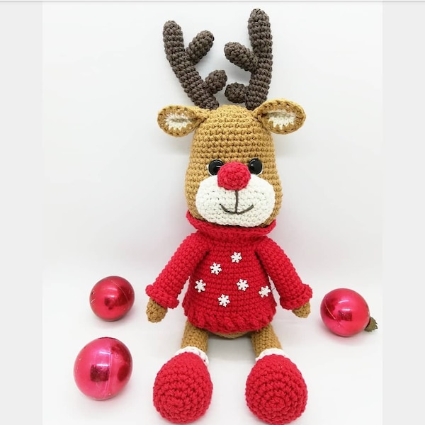 RENO de NAVIDAD, Patrón Amigurumi en PDF