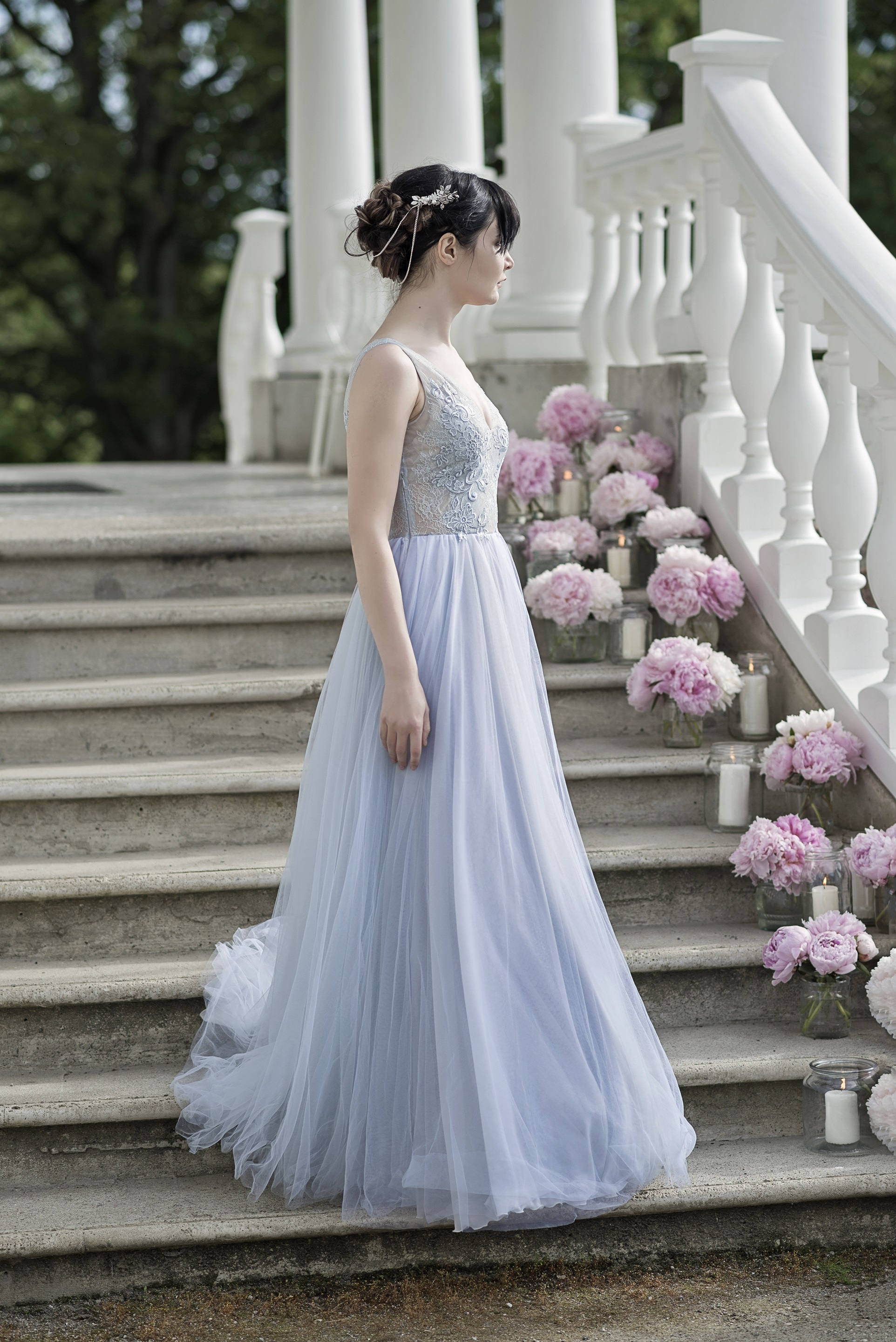 Dusty blue boho dress hotsell
