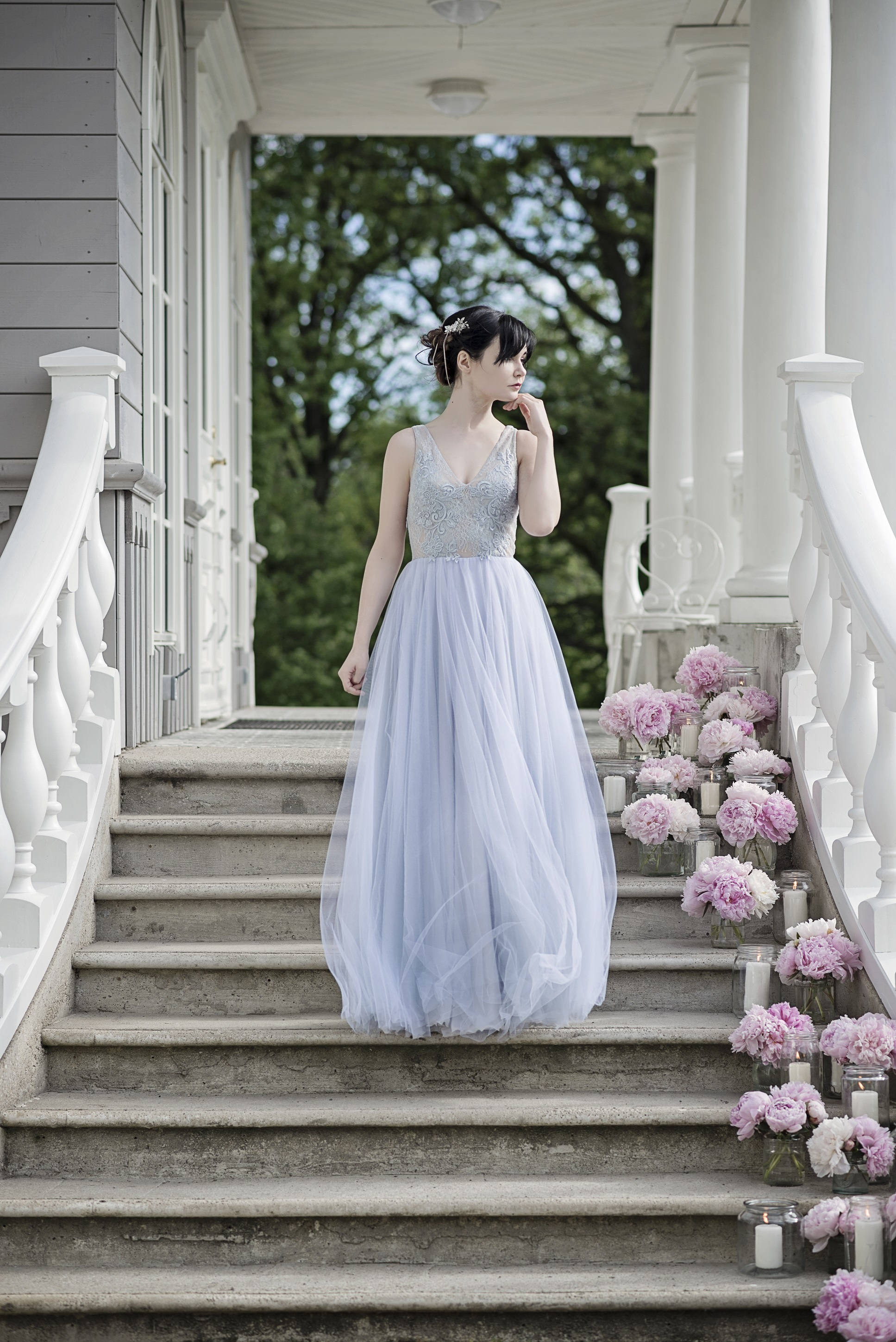 Dusty Blue Wedding Dress Bohemian ...