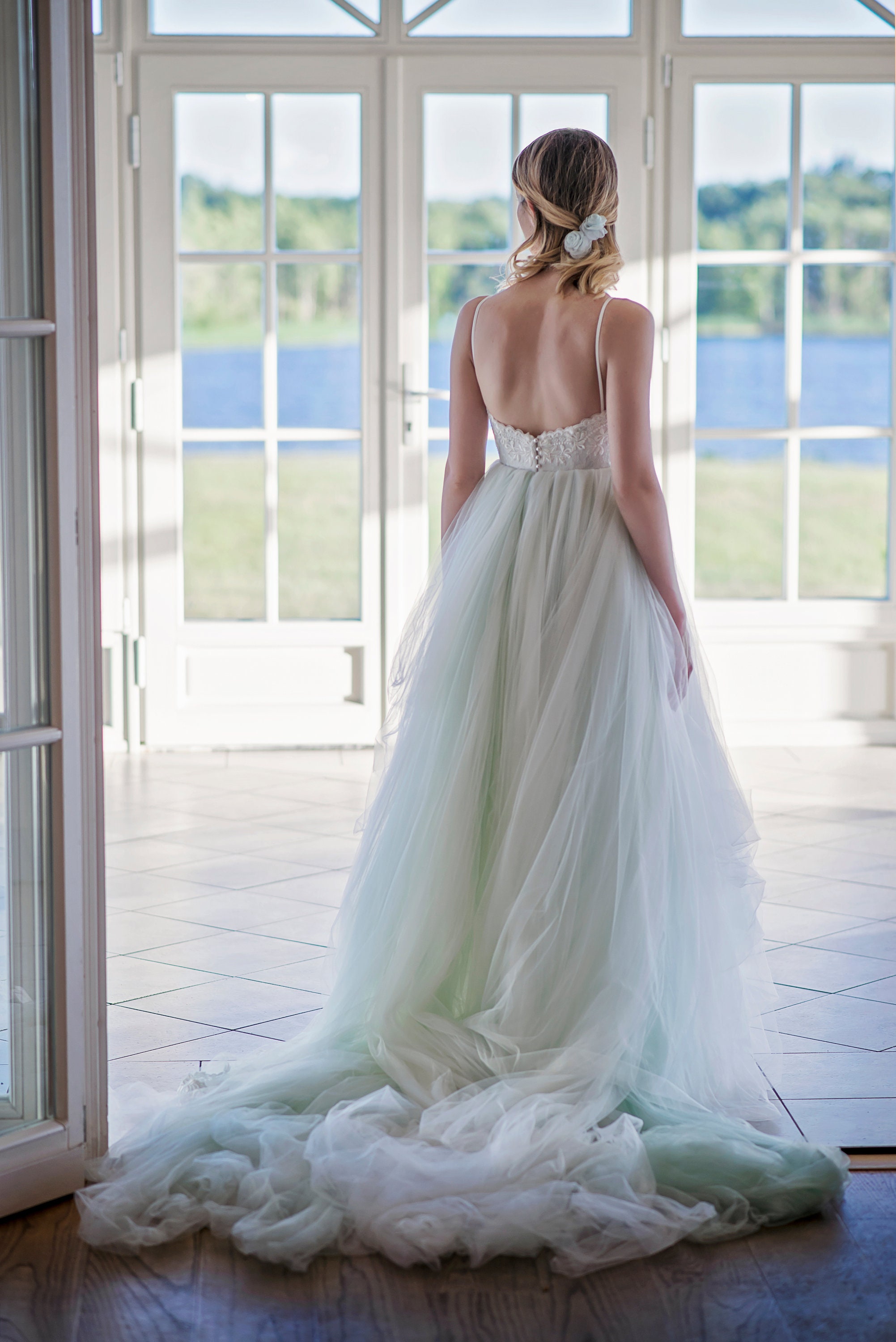 Custom Color Wedding Dress, Tulle Wedding Dress, Tulle Bridal Gown ...