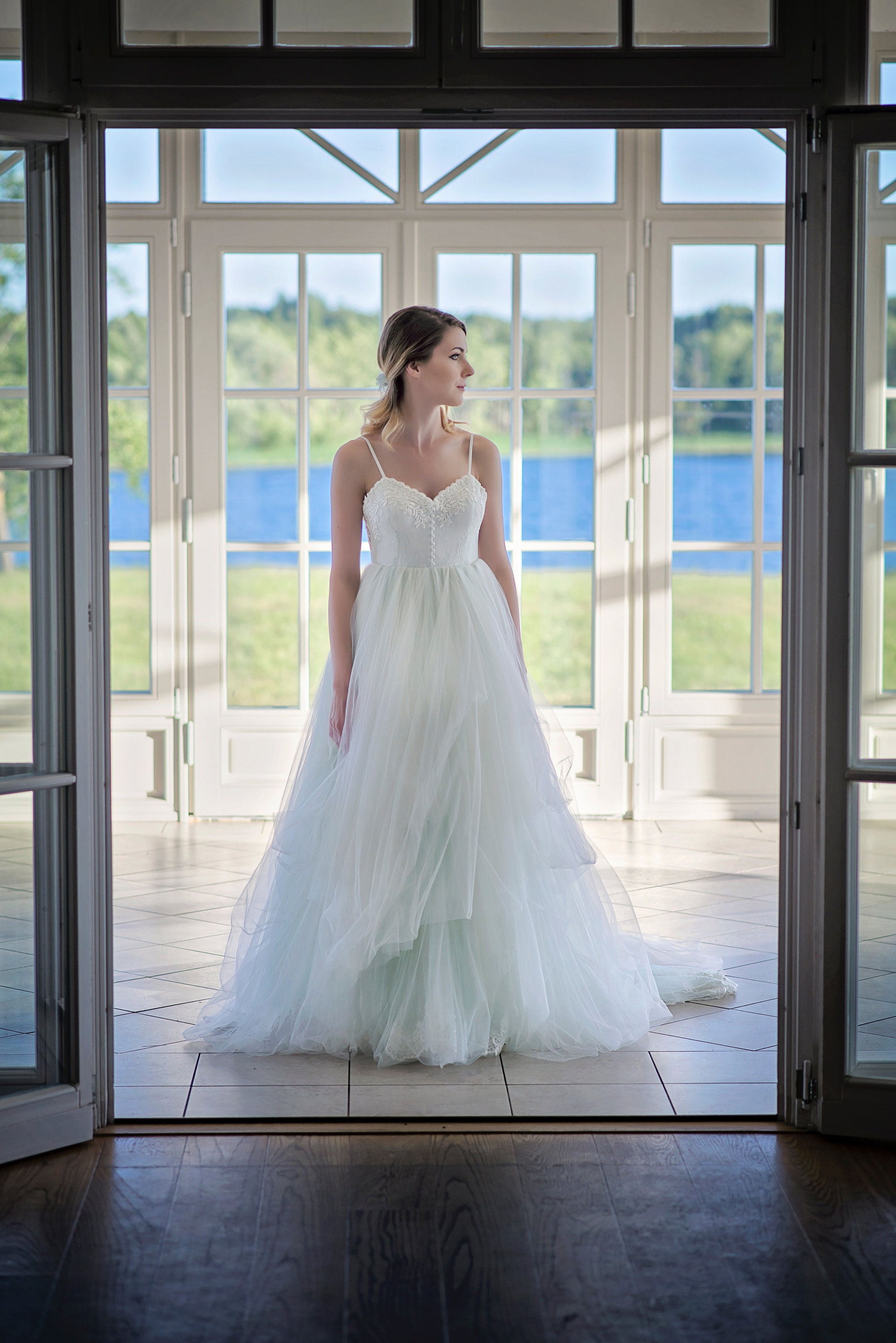Custom Color Wedding Dress, Tulle Wedding Dress, Tulle Bridal Gown ...