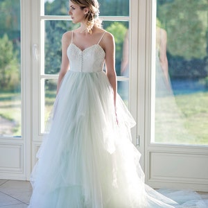 Custom Color Wedding Dress, Tulle Wedding Dress, Tulle Bridal Gown ...