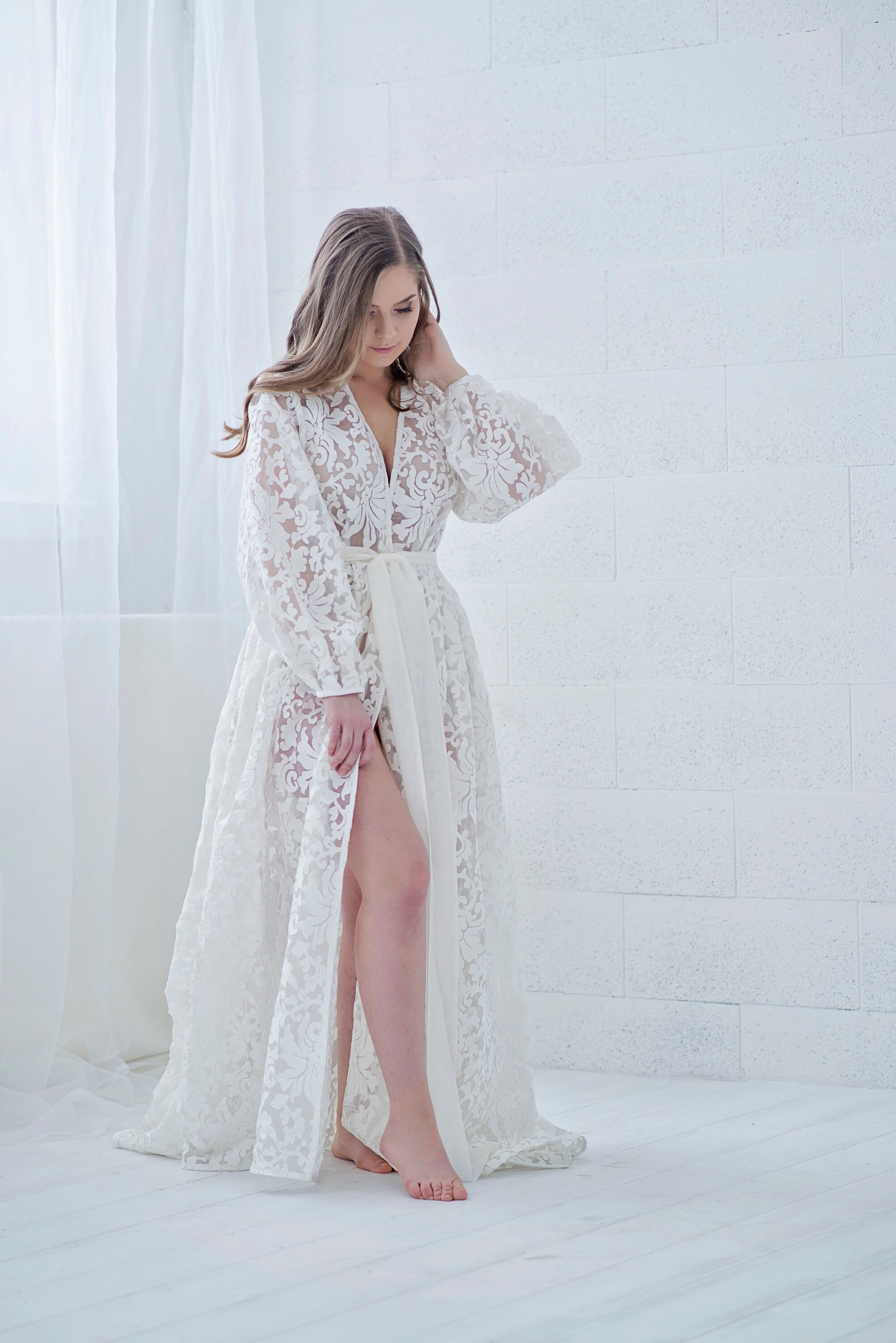 Dressing gown bridal robe wedding robe 